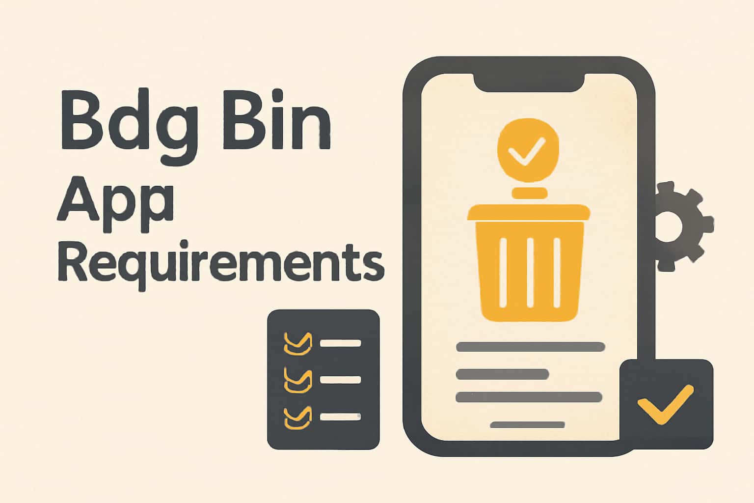 Informational graphic showcasing Bdg Bin app requirements.