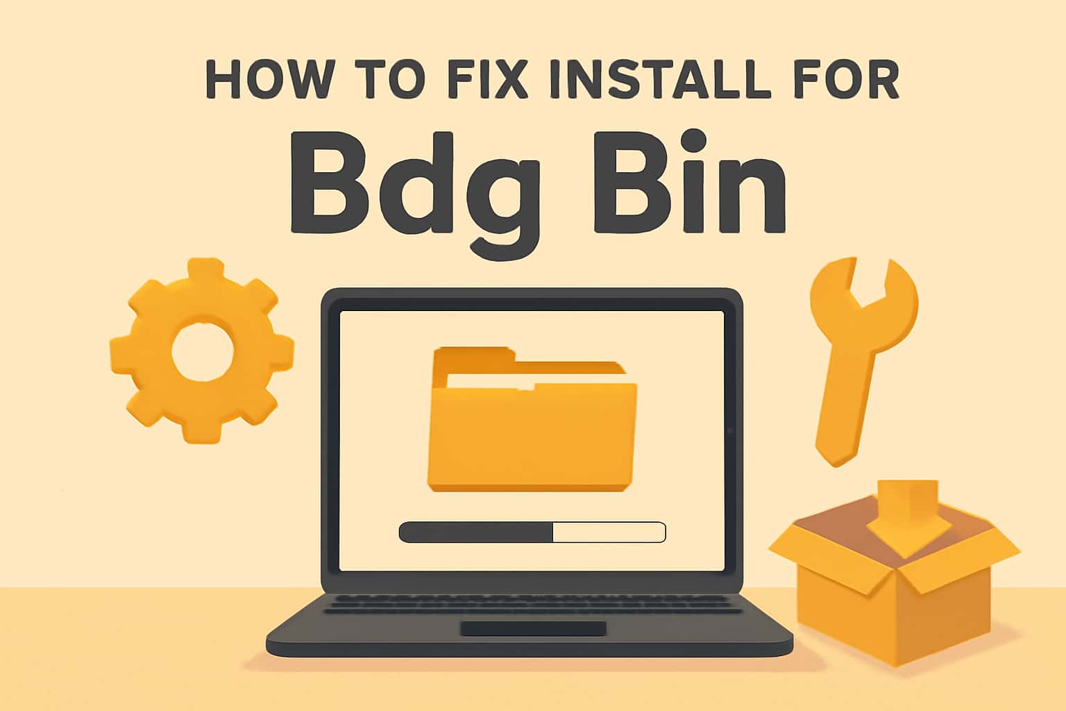 An informative illustration about fixing installation issues for the Bdg Bin app.