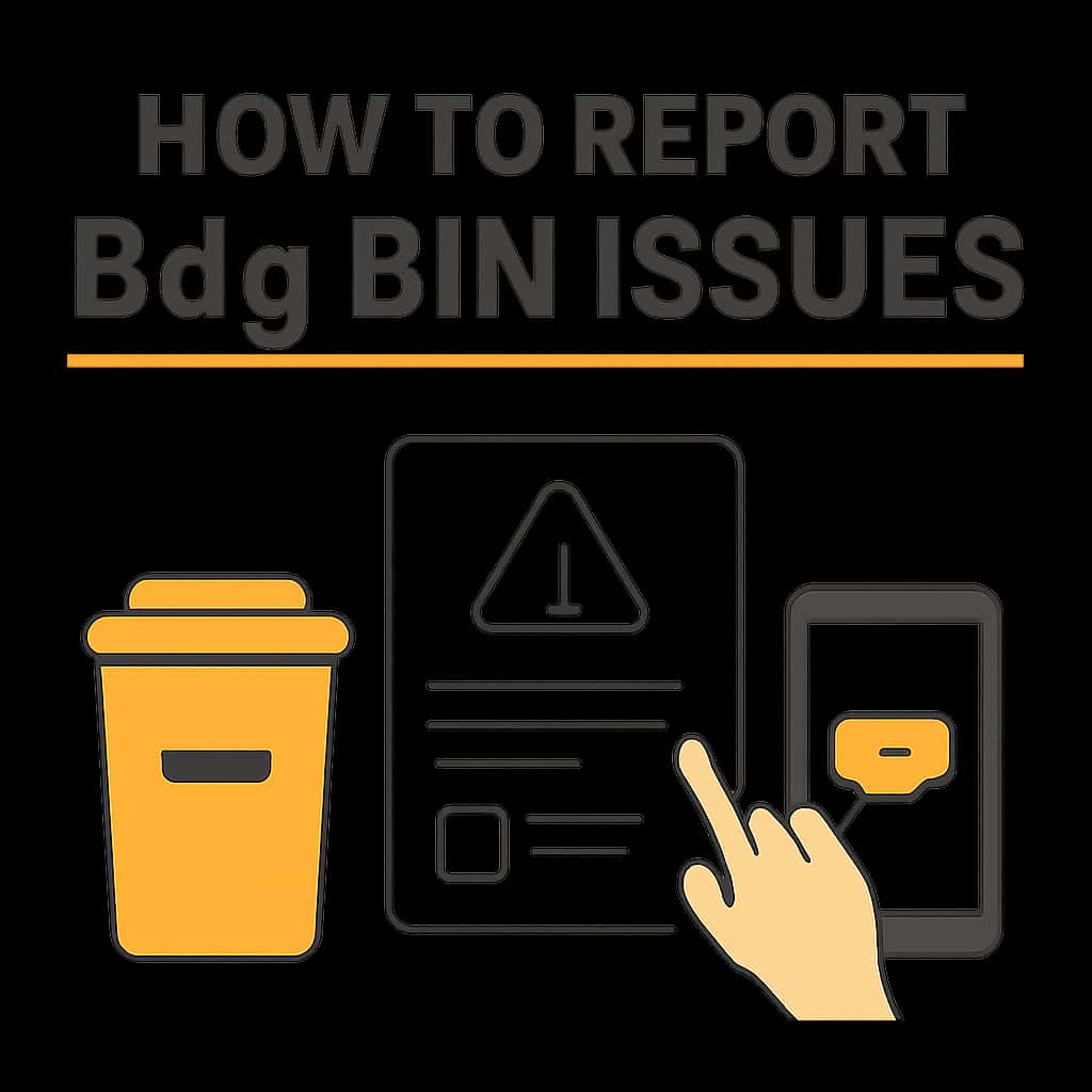 An educational diagram illustrating the steps to report Bdg Bin app issues.