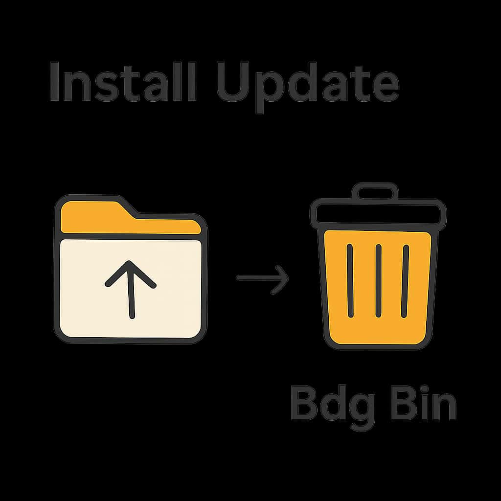 An educational diagram showing the steps to install Bdg Bin.